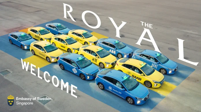 Warm Welcome for Swedish Royals with Singapore's Blue and Yellow Taxis