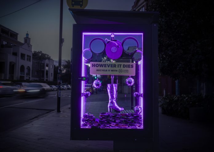MobileMuster and Enigma turn bus shelters into powerful “Phone Death Installations” to promote mobile phone recycling